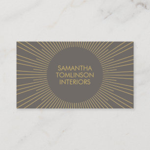Gold Sunburst on Taupe Interior Designer Business Card