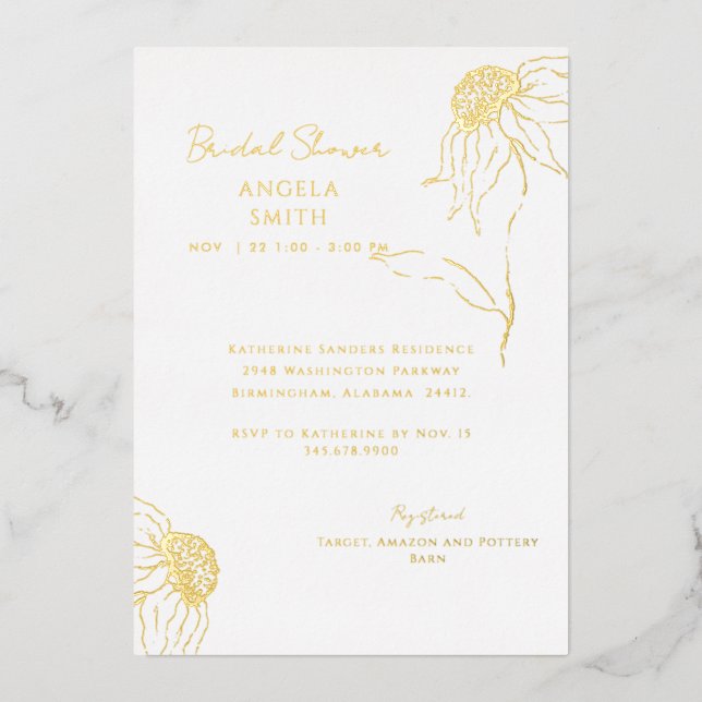 Gold Sunflower Bridal Shower  (Front)