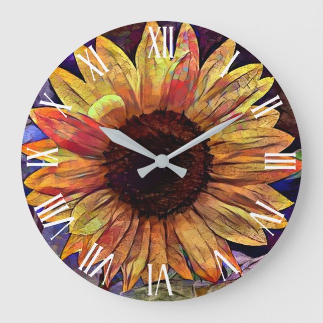 Gold Sunflower Elegant Collection Large Clock (Front)