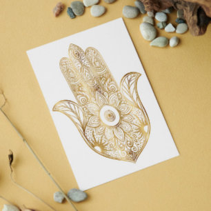 Gold Sunflower Hamsa Hand Card