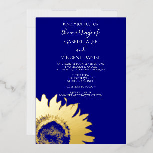 Gold Sunflower on Navy Blue Wedding