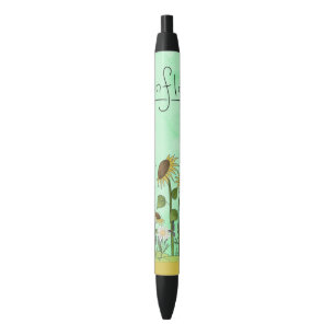 Gold Sunflower Yellow Country Prims Summer Autumn Black Ink Pen