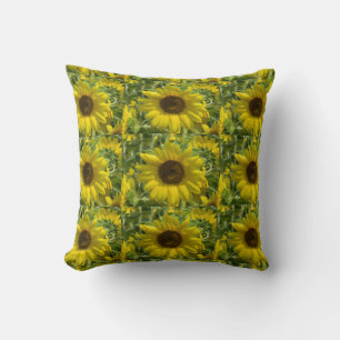 Gold Sunflowers Field Pillow