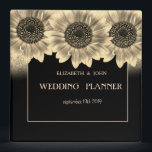 Gold, Sunflowers, Glitter Binder<br><div class="desc">Elegant gold sunflowers on glitter black  wedding planner.</div>