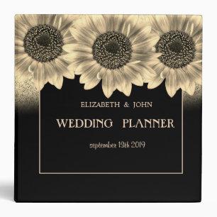 Gold, Sunflowers, Glitter Binder