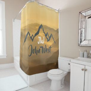 Gold sunrise personalizable mountains monogram