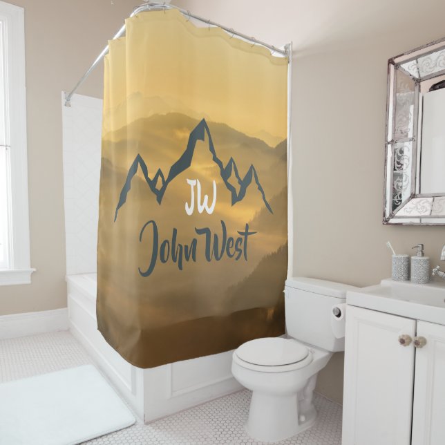 Gold sunrise personalizable mountains monogram (In Situ)