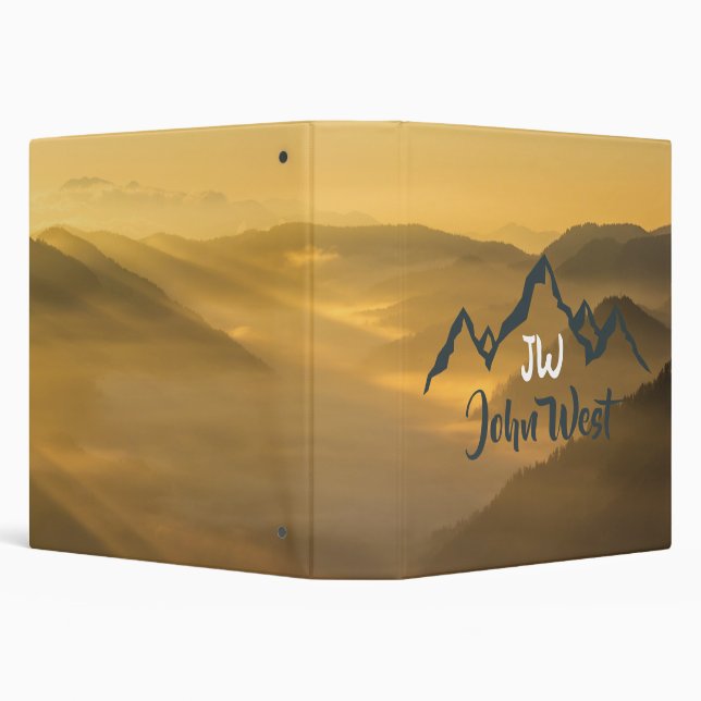 Gold sunrise personalizable mountains monogram binder (Background)