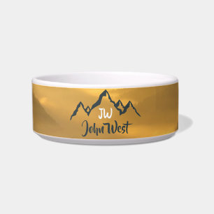 Gold sunrise personalizable mountains monogram bowl