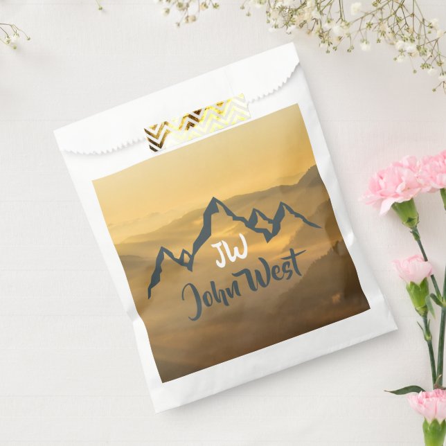 Gold sunrise personalizable mountains monogram favour bag (Sealed)