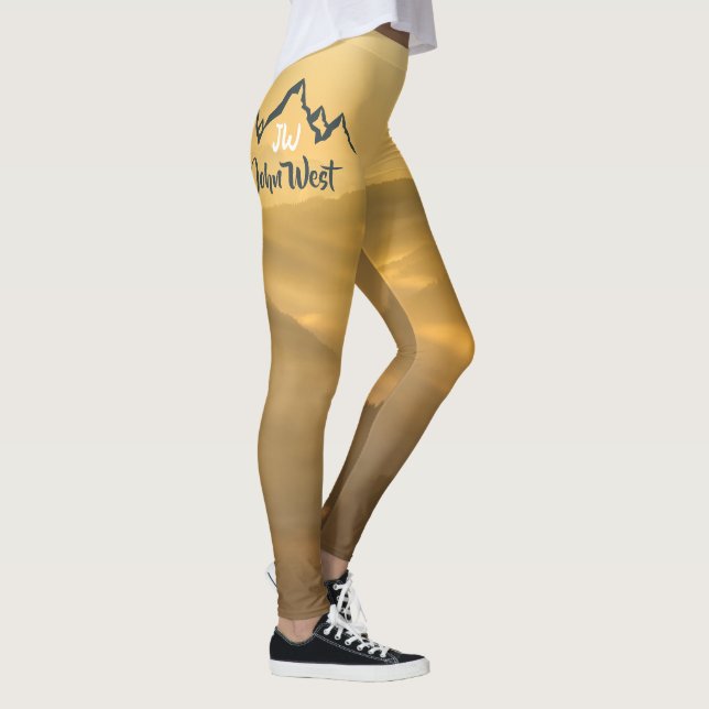 Gold sunrise personalizable mountains monogram leggings (Right)