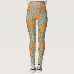 gold suns geometric design leggings