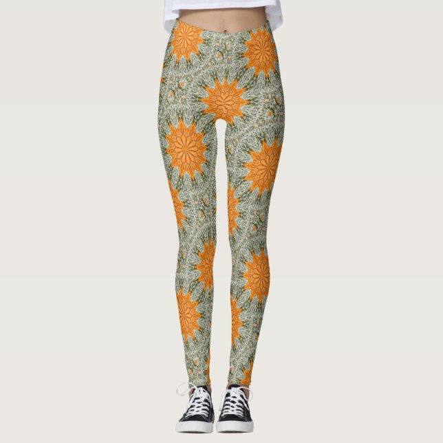 gold suns geometric design leggings (Front)