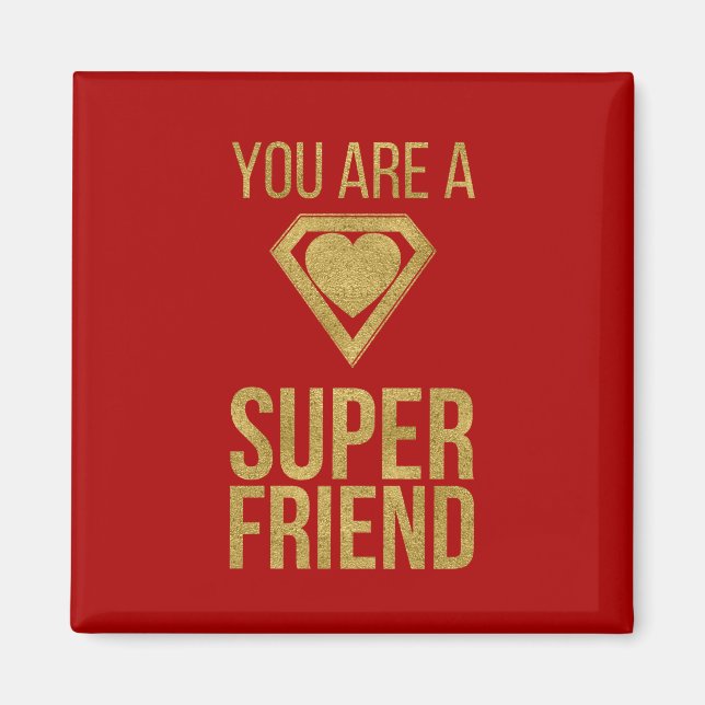 Gold Superhero ami Valentine Magnet Rouge (Devant)