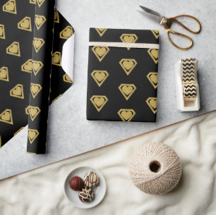 Gold Superhero Friend Valentine Wrapping Paper