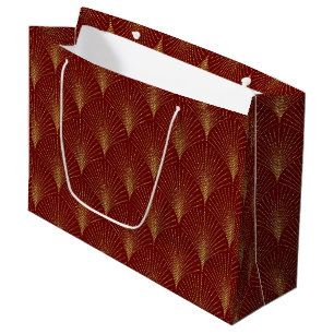 Gold sur rouge Art Déco Motif Grand sac cadeau