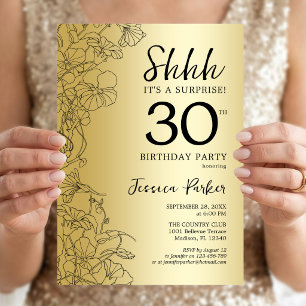 Gold Surprise 30th Birthday Invitation