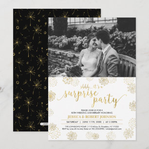 Gold Surprise 50th Wedding Anniversary Invitation