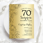 Gold Surprise 70th Birthday Party Invitation<br><div class="desc">Gold Surprise 70th Birthday Party Invitation. Glam feminine design featuring faux gold foil,  botanical accents and typography script font. Simple floral invite card perfect for a stylish female surprise bday celebration. Can be customized to any age. Printed Zazzle invitations or instant download digital template.</div>