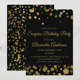 Gold Surprise Birthday Party Gold Confetti Invitation