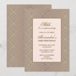Gold Surprise party 43rd birthday invitation 