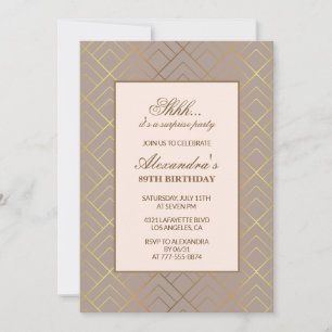 Gold Surprise party 89th birthday Invitation