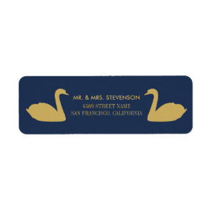 Gold Swans on Blue Background