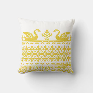 Gold Swans Throw Pillow