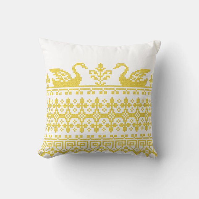 Gold Swans Throw Pillow (Front)
