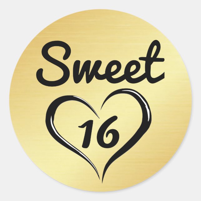 Gold Sweet 16 Envelope Seal with Heart (Front)
