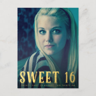Gold Sweet 16 Sixteen Party Photo Postcard
