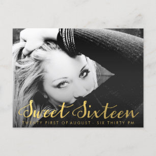 Gold Sweet 16 Sixteen Party Photo Postcard