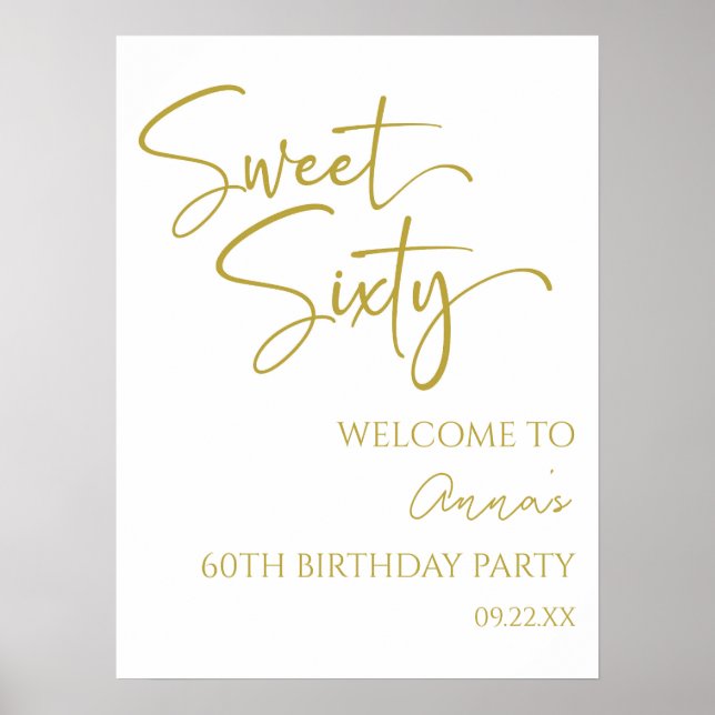Gold Sweet Soixante 60e Affiche de bienvenue de fê (Devant)