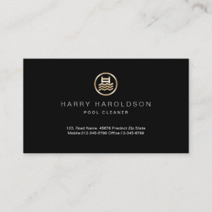 Gold Swimming Pool Icon Pool Cleaner Business Card