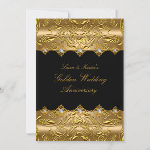 Gold Swirl 50th Wedding Anniversary Invitation