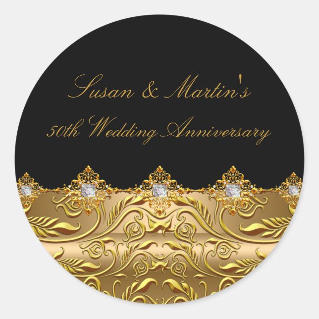 Gold Swirl 50th Wedding Anniversary Sticker (Front)