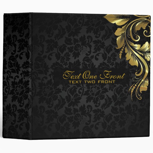 Gold Swirl And Black Damask Binder (Front/Spine)