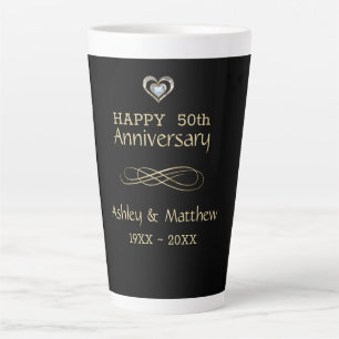 Gold Swirl And Heart Latte Mug