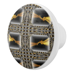 Gold Swirl Black Luxury Monochrom Hardware Dresser Ceramic Knob