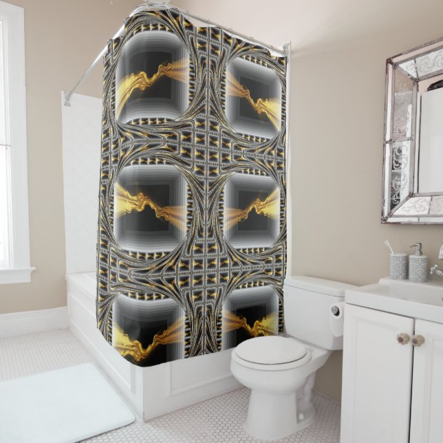 Gold Swirl Black Luxury Monochrome Art Bathroom Cu (In Situ)