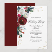 Gold Swirl Festive Floral Christmas Party
