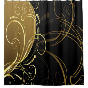 gold swirl,floral,black,chic,modern,design,elegant