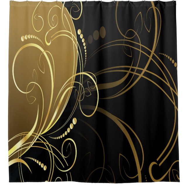 gold swirl,floral,black,chic,modern,design,elegant (Front)
