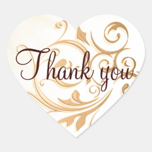 Gold Swirl Thank You Sticker/Seal Heart Sticker