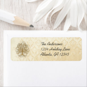 Gold  Swirl Tree  Labels