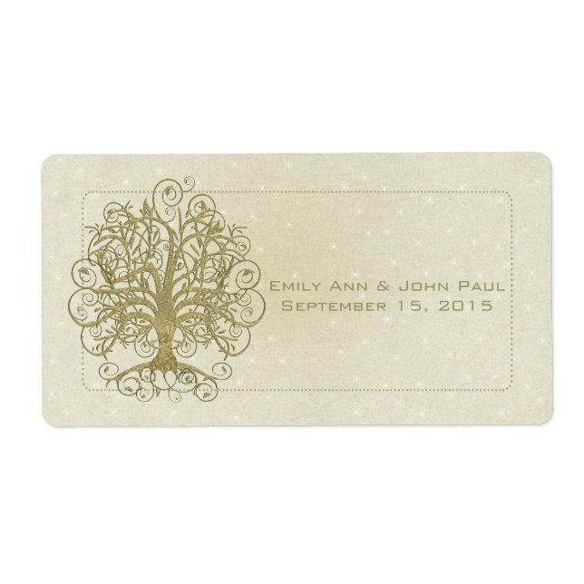 Gold Swirl Tree on Stone with Stars Save the Date (Front)