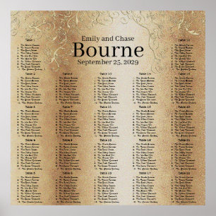 Gold Swirl Wedding Seating Chart