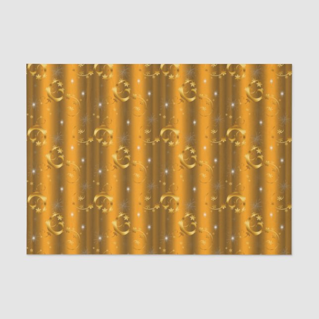 Gold Swirls and Stars Luxurious Christmas Tissue Paper (Front)