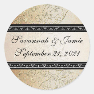 Gold Swirls Black Font Mariage autocollant