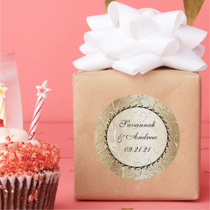 Gold Swirls Black Font Mariage autocollant